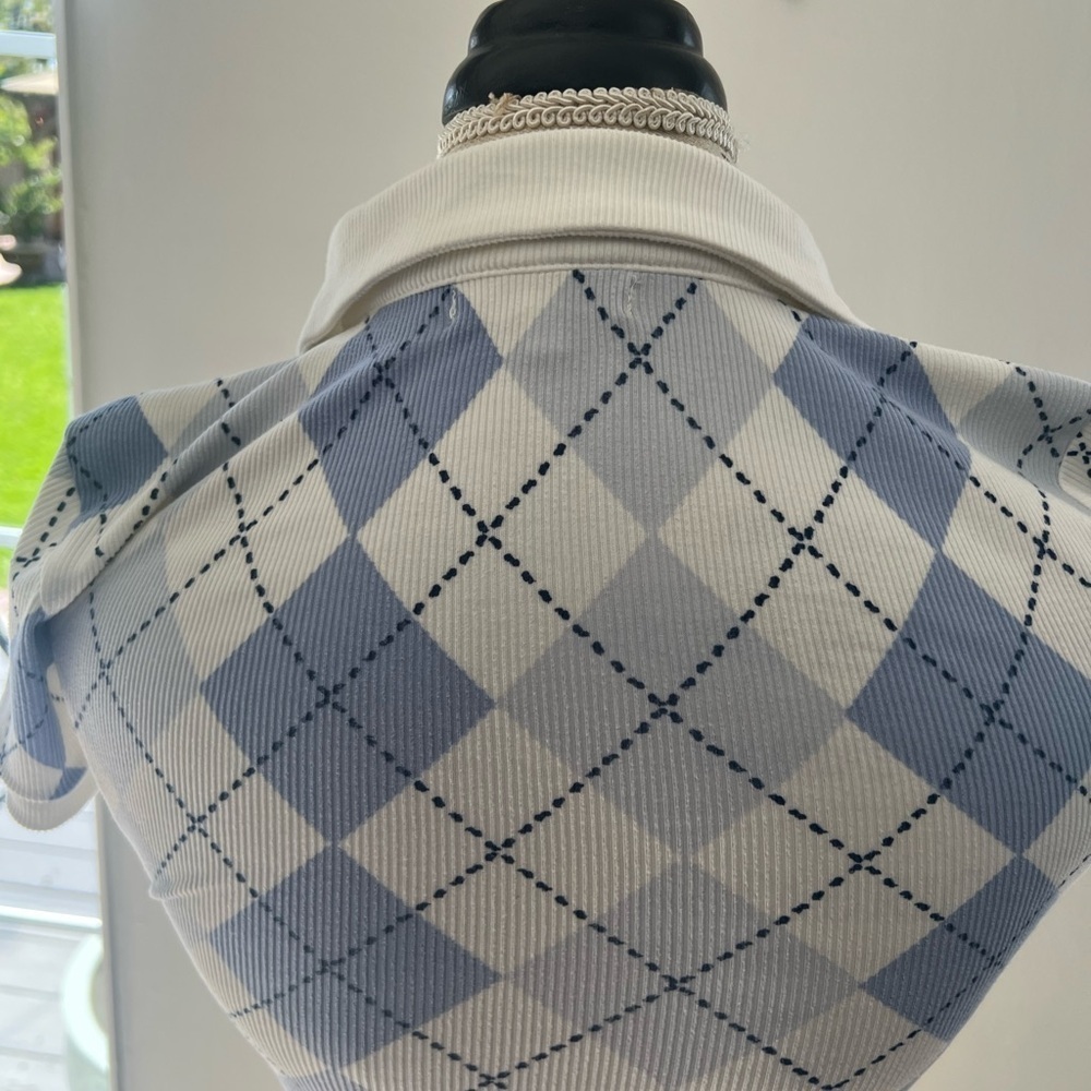 Ultra Flirt Blue and White Argyle Dress - Picture 5 of 8